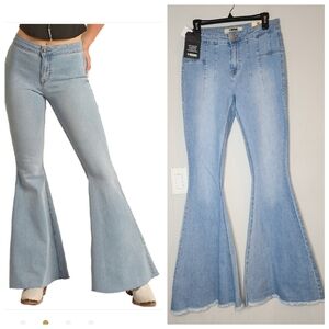 NWT Rock & Roll 31 Tall Lightwash Bargain Button Bell Bottom Jeans 36" inseam